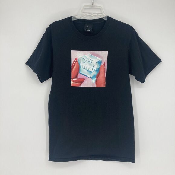 HUF Graphic Tee Shirt Mens SMALL Ice Melts Lips Crew Neck Skate Streetwear - Picture 1 of 9